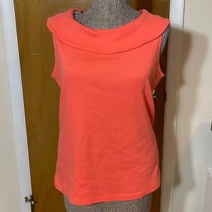 Rafaella Womens Large Coral Salmon Color Sleeveless Blouse